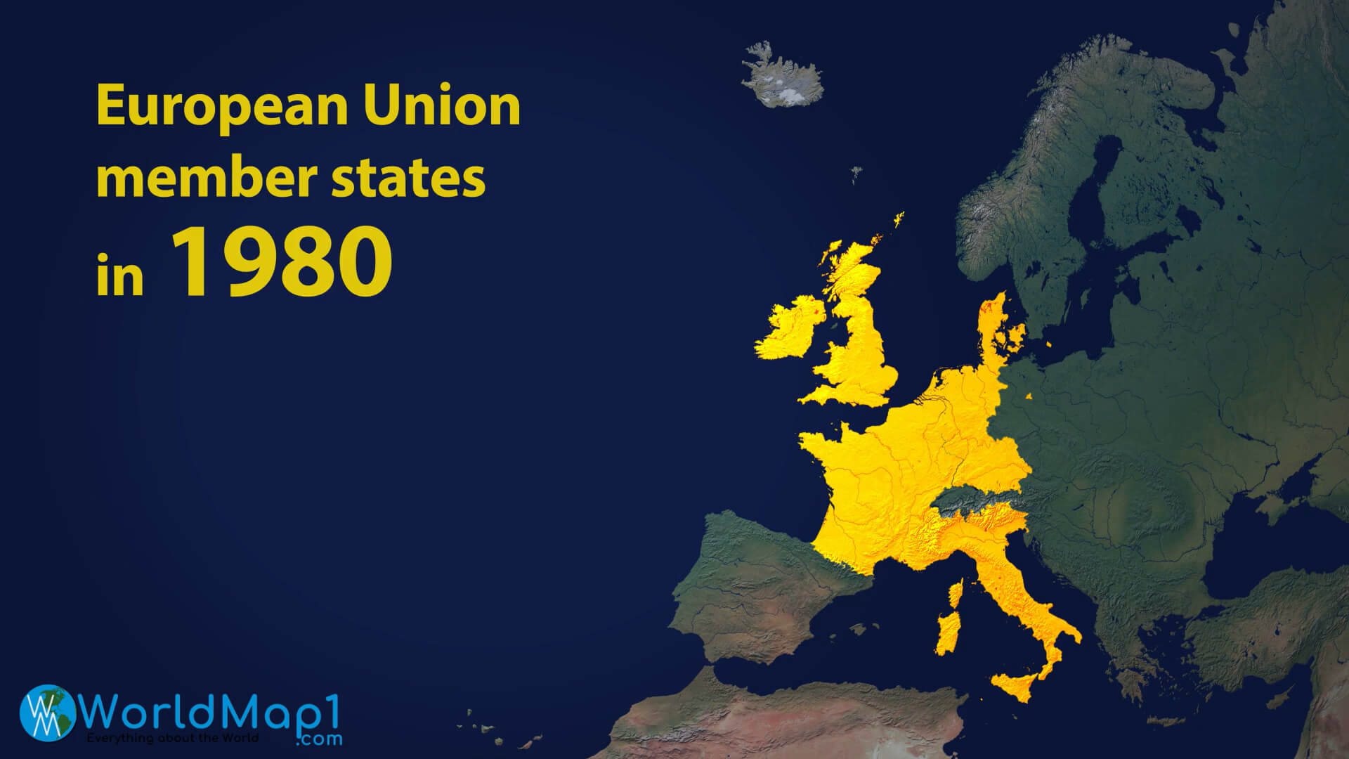 Carte des États membres de l'Union européenne en 1980
